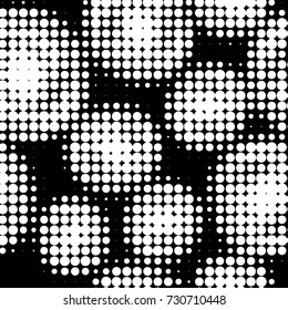 Spotted black and white grunge vector line background. Abstract illustration background. Grunge grid polka dot background pattern

