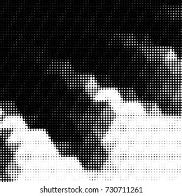 Spotted black and white grunge vector line background. Abstract illustration background. Grunge grid polka dot background pattern
