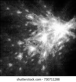 Spotted black and white grunge vector line background. Abstract illustration background. Grunge grid polka dot background pattern
