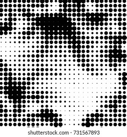 Spotted black and white grunge vector line background. Abstract halftone illustration background. Grunge grid polka dot background pattern
