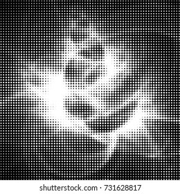 Spotted black and white grunge vector line background. Abstract halftone illustration background. Grunge grid polka dot background pattern
