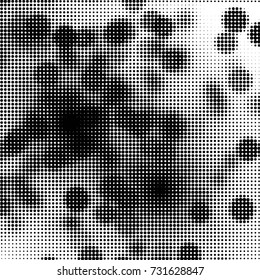 Spotted black and white grunge vector line background. Abstract halftone illustration background. Grunge grid polka dot background pattern
