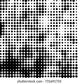 Spotted black and white grunge vector line background. Abstract halftone illustration background. Grunge grid polka dot background pattern
