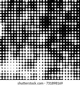 Spotted black and white grunge vector line background. Abstract halftone illustration background. Grunge grid polka dot background pattern
