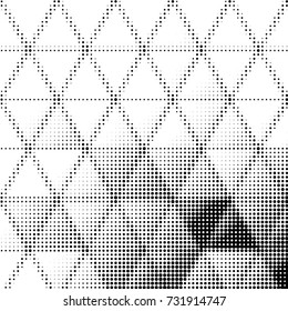 Spotted black and white grunge vector line background. Abstract halftone illustration background. Grunge grid polka dot background pattern

