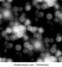 Spotted black and white grunge vector line background. Grunge grid polka dot background pattern
