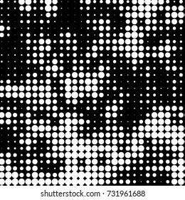 Spotted black and white grunge vector line background. Grunge grid polka dot background pattern
