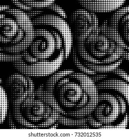 Spotted black and white grunge vector line background. Abstract halftone illustration background. Grunge grid polka dot background pattern
