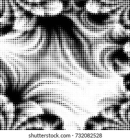 Spotted black and white grunge vector line background. Abstract halftone illustration background. Grunge grid polka dot background pattern
