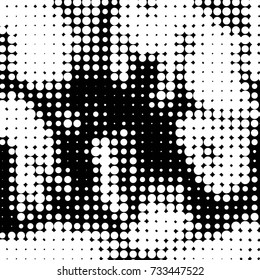 Spotted black and white grunge vector line background. Abstract halftone illustration background. Grunge grid polka dot background pattern