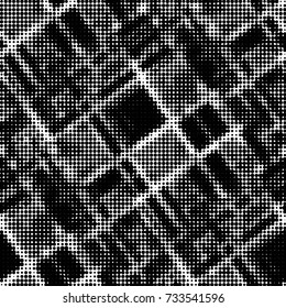 Spotted black and white grunge vector line background. Abstract halftone illustration background. Grunge grid polka dot background pattern
