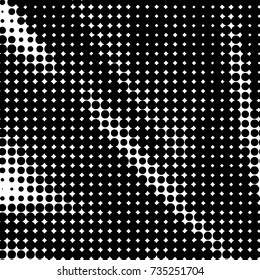 Spotted black and white grunge vector line background. Abstract halftone illustration background. Grunge grid polka dot background pattern