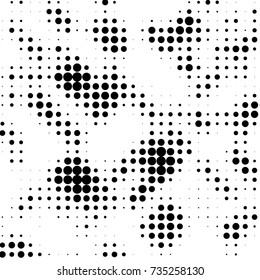 Spotted black and white grunge vector line background. Abstract halftone illustration background. Grunge grid polka dot background pattern