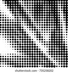 Spotted black and white grunge vector line background. Abstract halftone illustration background. Grunge grid polka dot background pattern