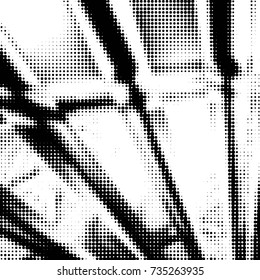 Spotted black and white grunge vector line background. Abstract halftone illustration background. Grunge grid polka dot background pattern