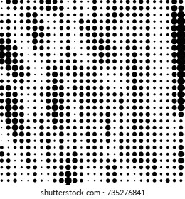 Spotted black and white grunge vector line background. Abstract halftone illustration background. Grunge grid polka dot background pattern