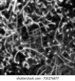 Spotted black and white grunge vector line background. Abstract halftone illustration background. Grunge grid polka dot background pattern