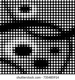 Spotted black and white grunge vector line background. Abstract halftone illustration background. Grunge grid polka dot background pattern