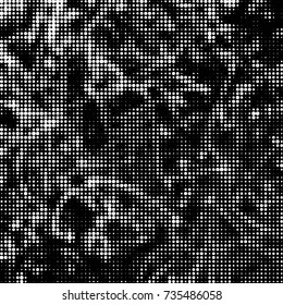 Spotted black and white grunge vector line background. Abstract halftone illustration background. Grunge grid polka dot background pattern