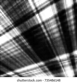 Spotted black and white grunge vector line background. Abstract halftone illustration background. Grunge grid polka dot background pattern
