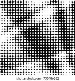 Spotted black and white grunge vector line background. Abstract halftone illustration background. Grunge grid polka dot background pattern