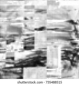 Spotted black and white grunge vector line background. Abstract halftone illustration background. Grunge grid polka dot background pattern