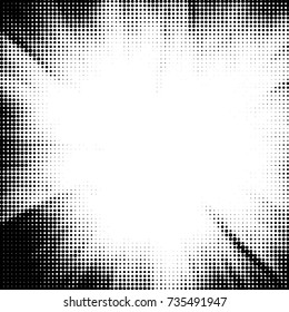 Spotted black and white grunge vector line background. Abstract halftone illustration background. Grunge grid polka dot background pattern
