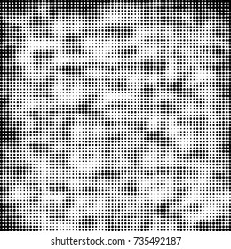 Spotted black and white grunge vector line background. Abstract halftone illustration background. Grunge grid polka dot background pattern