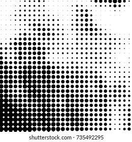 Spotted black and white grunge vector line background. Abstract halftone illustration background. Grunge grid polka dot background pattern