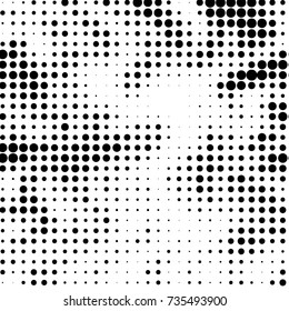 Spotted black and white grunge vector line background. Abstract halftone illustration background. Grunge grid polka dot background pattern