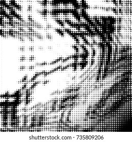 Spotted black and white grunge vector line background. Abstract halftone illustration background. Grunge grid polka dot background pattern