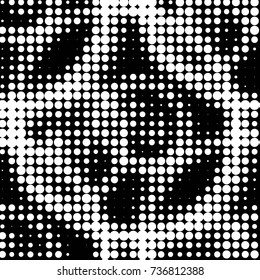Spotted black and white grunge vector line background. Abstract halftone illustration background. Grunge grid polka dot background pattern