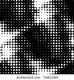 Spotted black and white grunge vector line background. Abstract halftone illustration background. Grunge grid polka dot background pattern