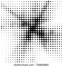 Spotted black and white grunge vector line background. Abstract halftone illustration background. Grunge grid polka dot background pattern