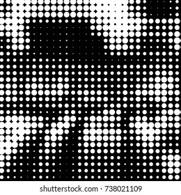 Spotted black and white grunge vector line background. Abstract halftone illustration background. Grunge grid polka dot background pattern