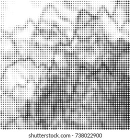 Spotted black and white grunge vector line background. Abstract halftone illustration background. Grunge grid polka dot background pattern
