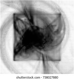 Spotted black and white grunge vector line background. Abstract halftone illustration background. Grunge grid polka dot background pattern