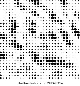 Spotted black and white grunge vector line background. Abstract halftone illustration background. Grunge grid polka dot background pattern