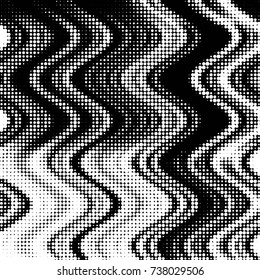 Spotted black and white grunge vector line background. Abstract halftone illustration background. Grunge grid polka dot background pattern