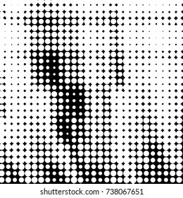 Spotted black and white grunge vector line background. Abstract halftone illustration background. Grunge grid polka dot background pattern