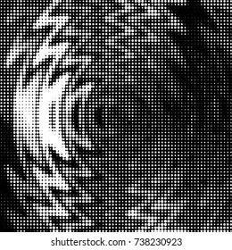 Spotted black and white grunge vector line background. Abstract halftone illustration background. Grunge grid polka dot background pattern