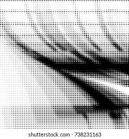 Spotted black and white grunge vector line background. Abstract halftone illustration background. Grunge grid polka dot background pattern