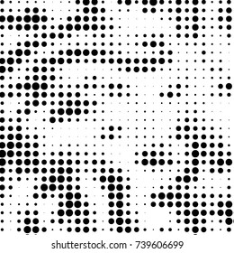 Spotted black and white grunge vector line background. Abstract halftone illustration background. Grunge grid polka dot background pattern