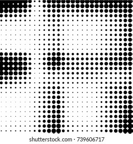 Spotted black and white grunge vector line background. Abstract halftone illustration background. Grunge grid polka dot background pattern
