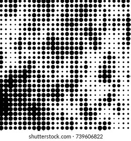 Spotted black and white grunge vector line background. Abstract halftone illustration background. Grunge grid polka dot background pattern