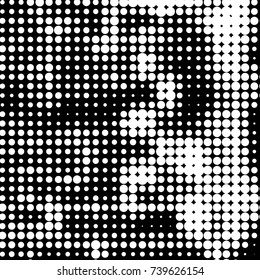 Spotted black and white grunge vector line background. Abstract halftone illustration background. Grunge grid polka dot background pattern