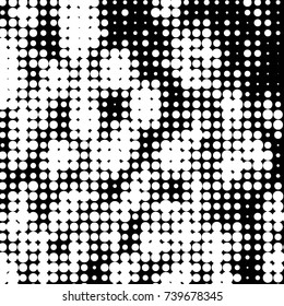 Spotted black and white grunge vector line background. Abstract halftone illustration background. Grunge grid polka dot background pattern