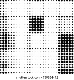 Spotted black and white grunge vector line background. Abstract halftone illustration background. Grunge grid polka dot background pattern