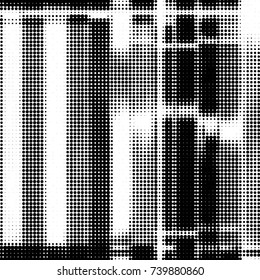 Spotted black and white grunge vector line background. Abstract halftone illustration background. Grunge grid polka dot background pattern