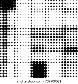 Spotted black and white grunge vector line background. Abstract halftone illustration background. Grunge grid polka dot background pattern